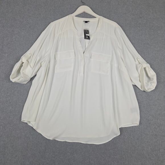 NWT Torrid Blouse Size 3X (22-24) Harper White Georgette Popover - Picture 6 of 15